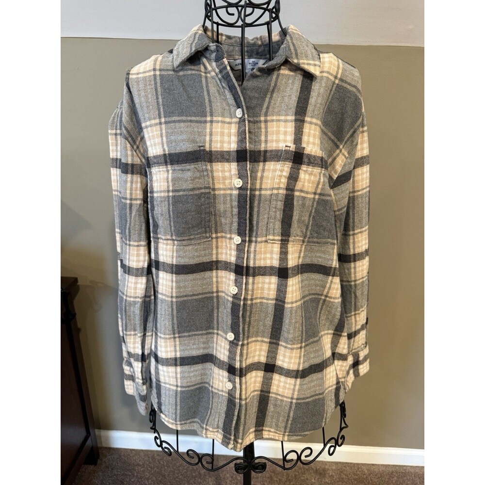 Old Navy The Boyfriend Shirt Womens Flannel Button Down Shirt Size Small S